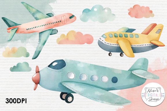 Airplanes Watercolor Clipart Collection: A Practical Asset for Creative Projects