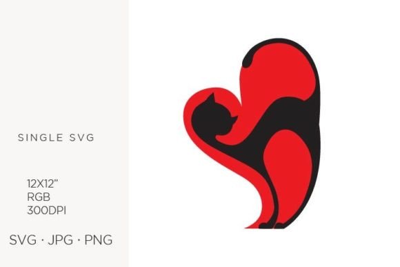 Black Cat in Side Red Heart: A Versatile Digital Asset for Creators and Small Businesses
