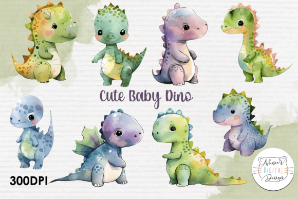 Cute Baby Dinosaurs Watercolor Clipart: A Versatile Resource for Creative Projects