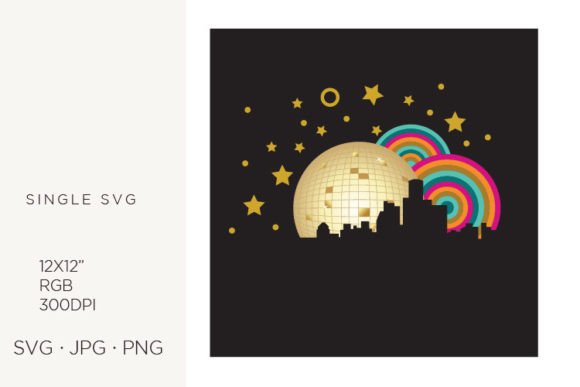 Gold Disco Ball, Colorful Lights: Elevating Your Creative Projects with High-Resolution Vector Art