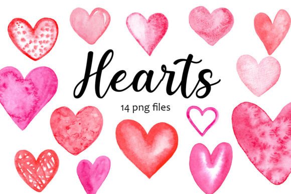 Red Hearts Watercolor Clipart PNG Guide