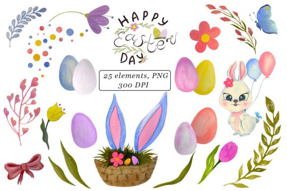 Spring Design Assets: Easter Watercolor PNGs