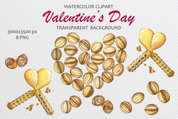 Valentine’s Day Cake Watercolor Clipart