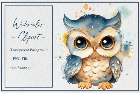 Watercolor Cute Owl Clipart Png Sub 4