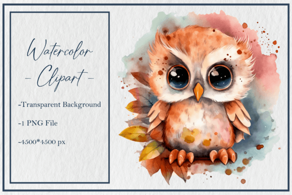 Watercolor Cute Owl Clipart Png Sub 7: Elevating Digital Design with High-Resolution Art